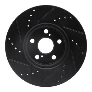 Pontiac Vibe Brake Rotor (1) - Front Right - R1 Concepts - Drilled & Slotted - Black - `08-`19